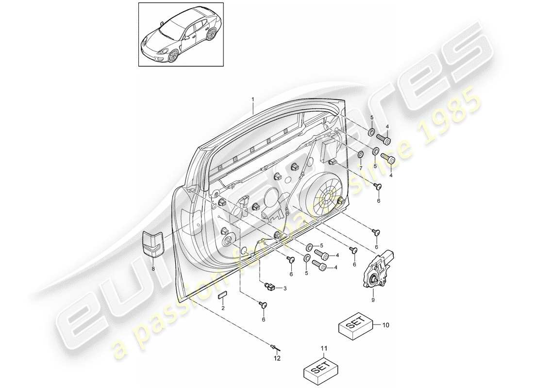 porsche panamera 970 (2011) window regulator part diagram