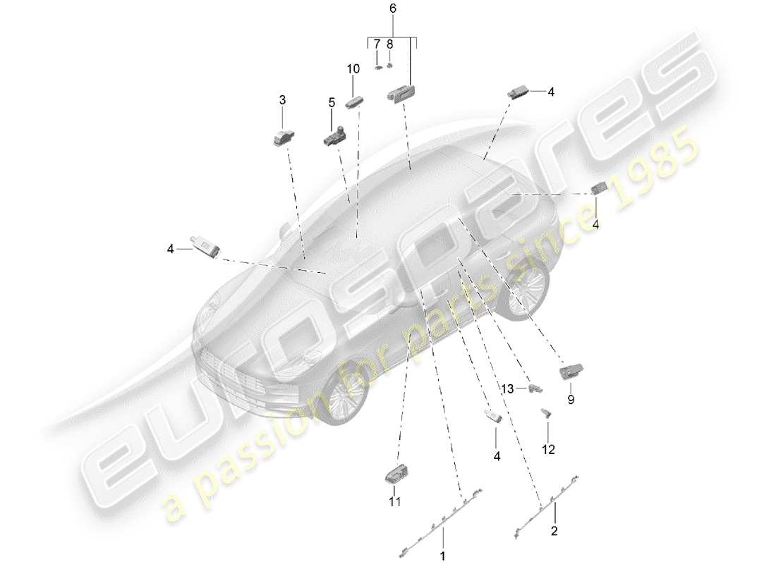 porsche macan (2020) interior light part diagram