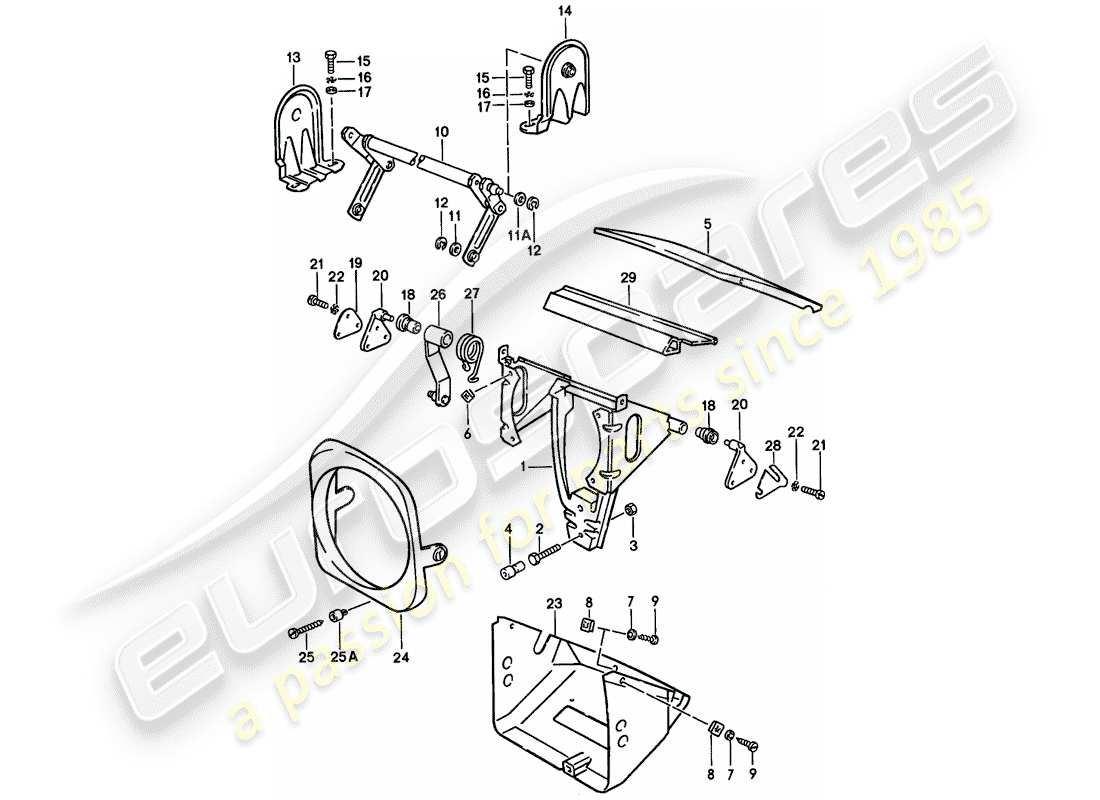 porsche 924 (1979) pop-up headlight part diagram