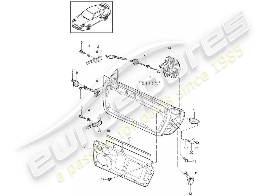 porsche 911 t/gt2rs (2013) door shell part diagram