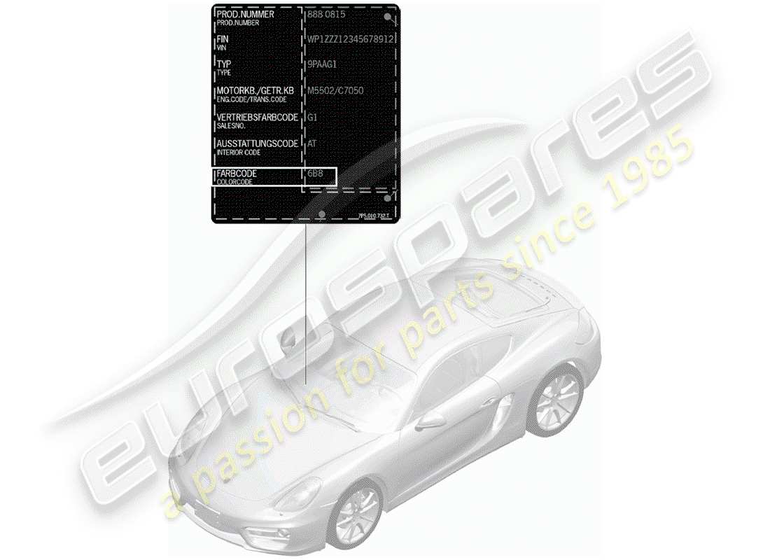 porsche cayman 981 (2016) paint touch-up stick part diagram