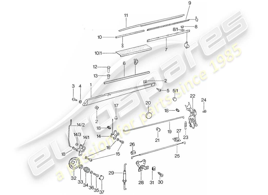 porsche 911 (1977) installation parts - for - door part diagram