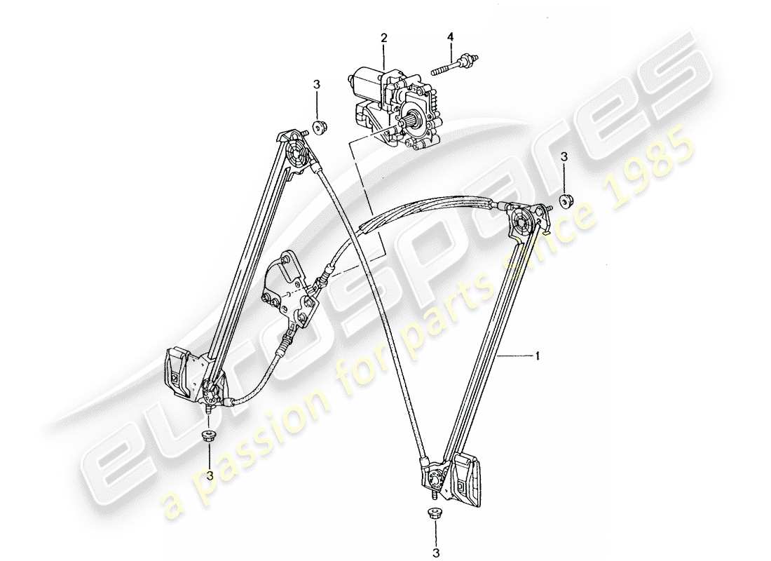 porsche 996 t/gt2 (2001) window regulator part diagram