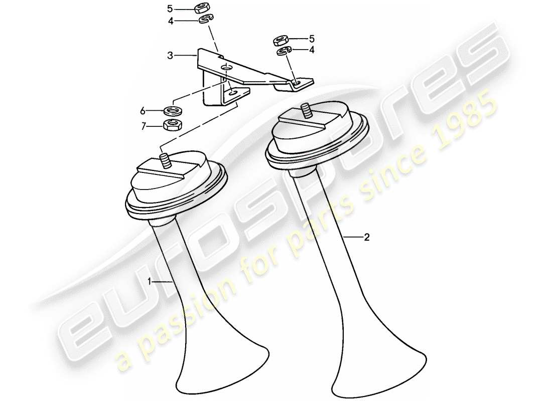 porsche 911 (1987) horn part diagram