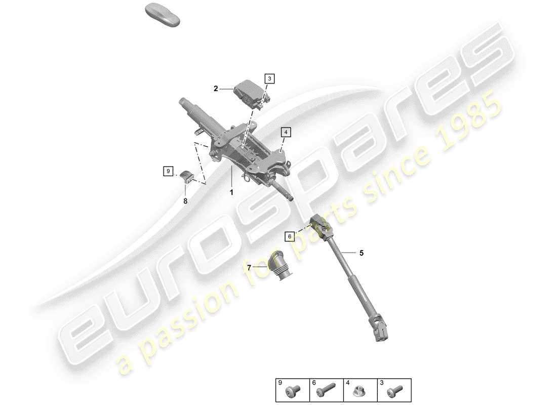 porsche boxster spyder (2019) steering column part diagram