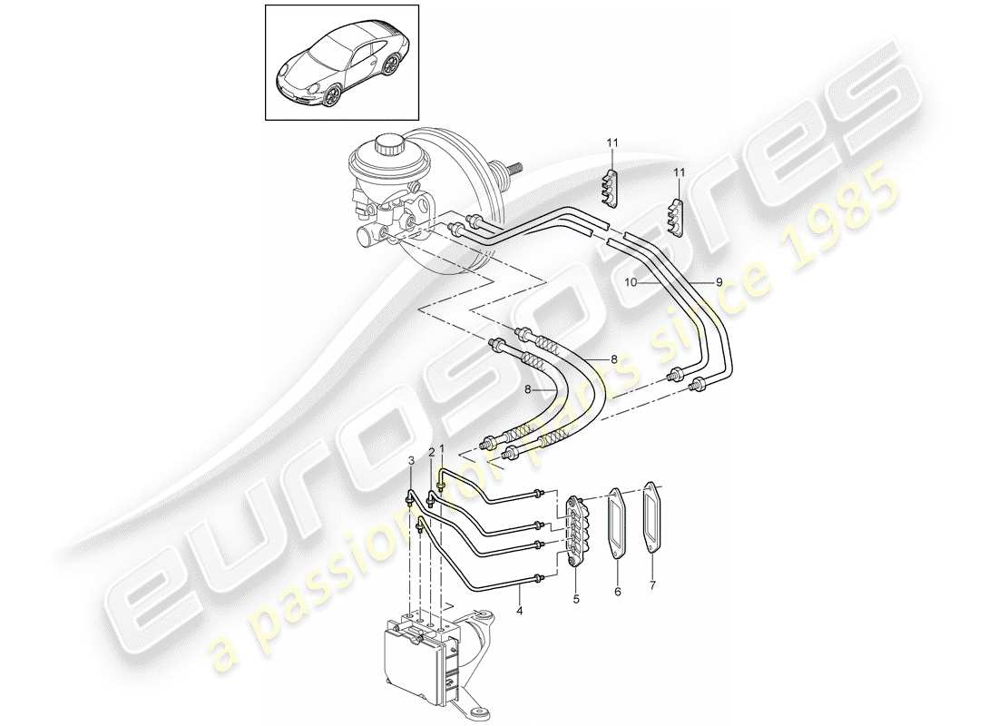 porsche 997 gen. 2 (2011) brake lines part diagram