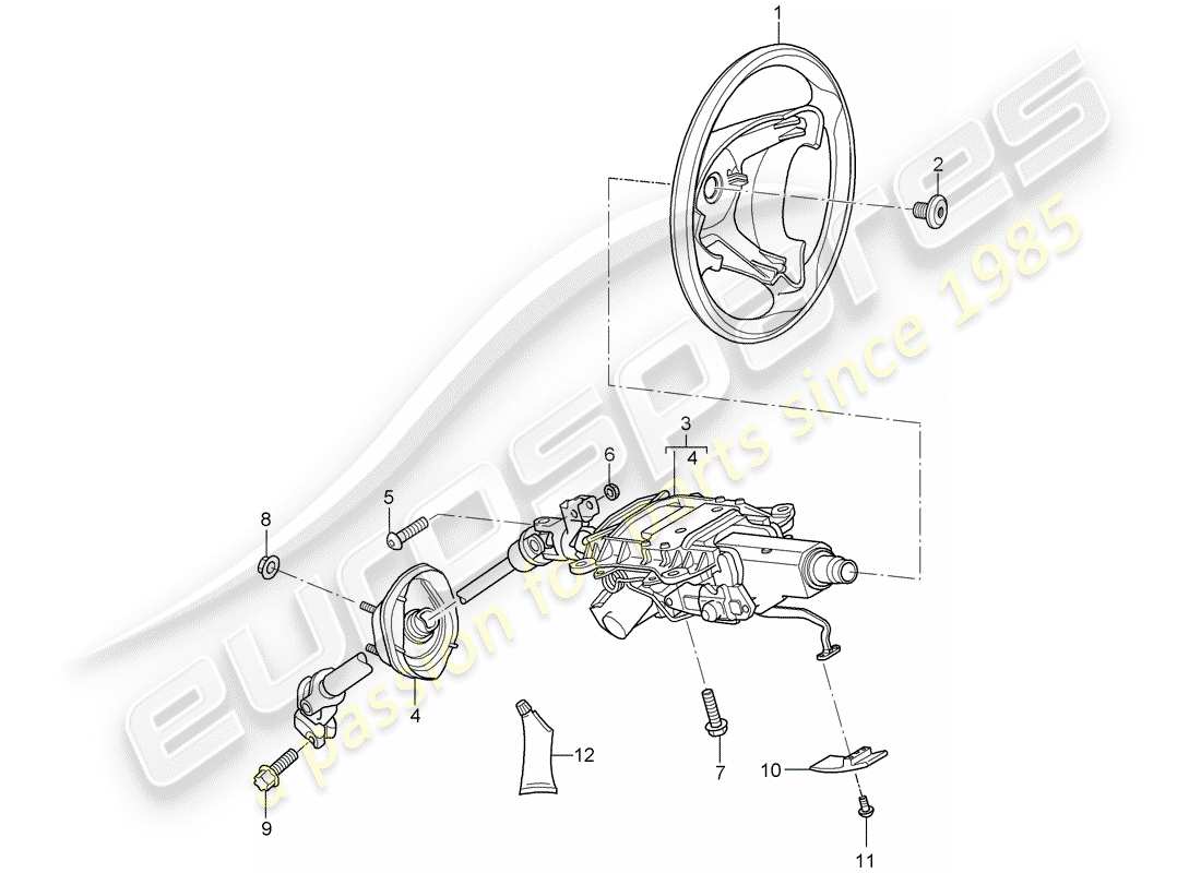 porsche cayenne (2008) steering wheels part diagram