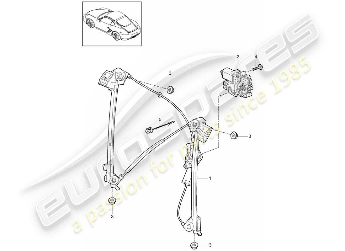 porsche cayman 987 (2011) window regulator part diagram