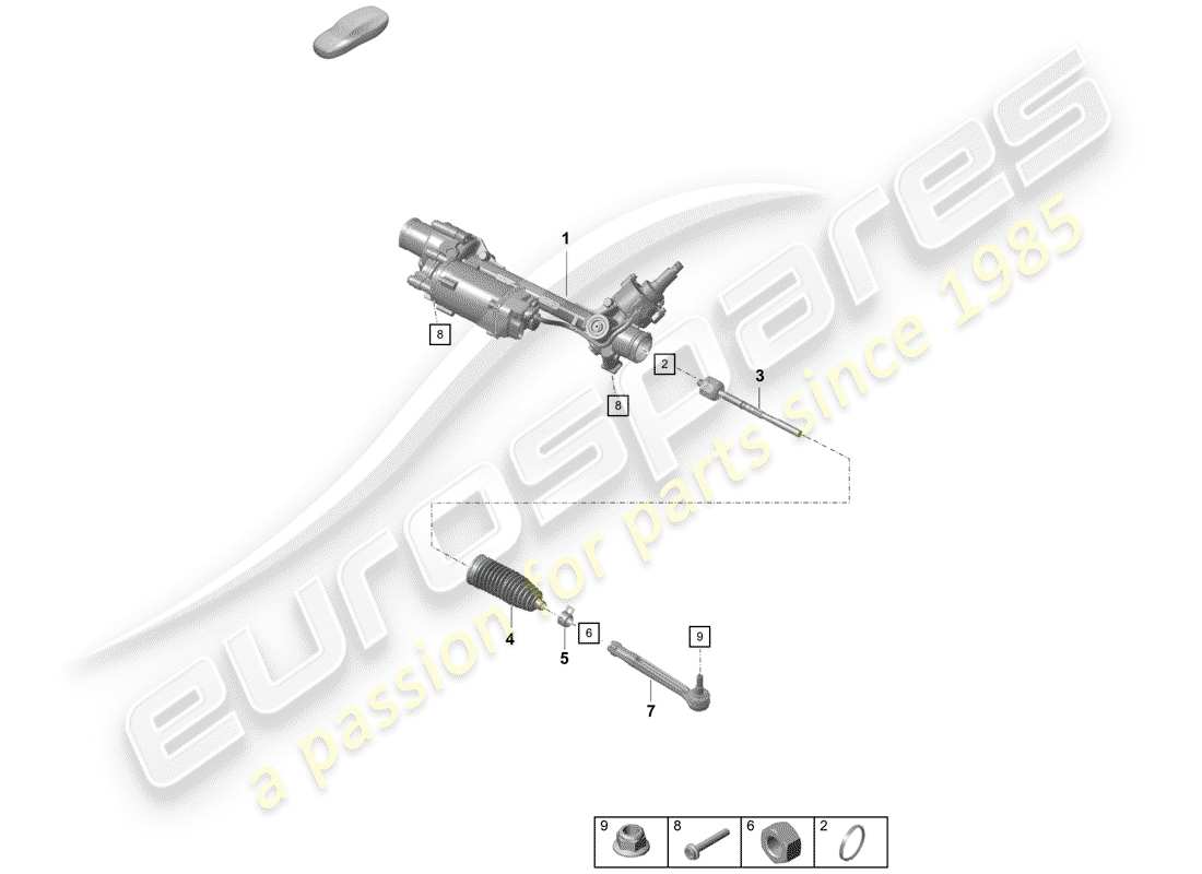 porsche boxster spyder (2019) steering gear part diagram