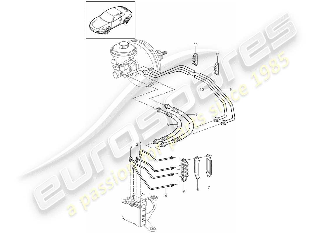 porsche 997 gen. 2 (2010) brake lines part diagram