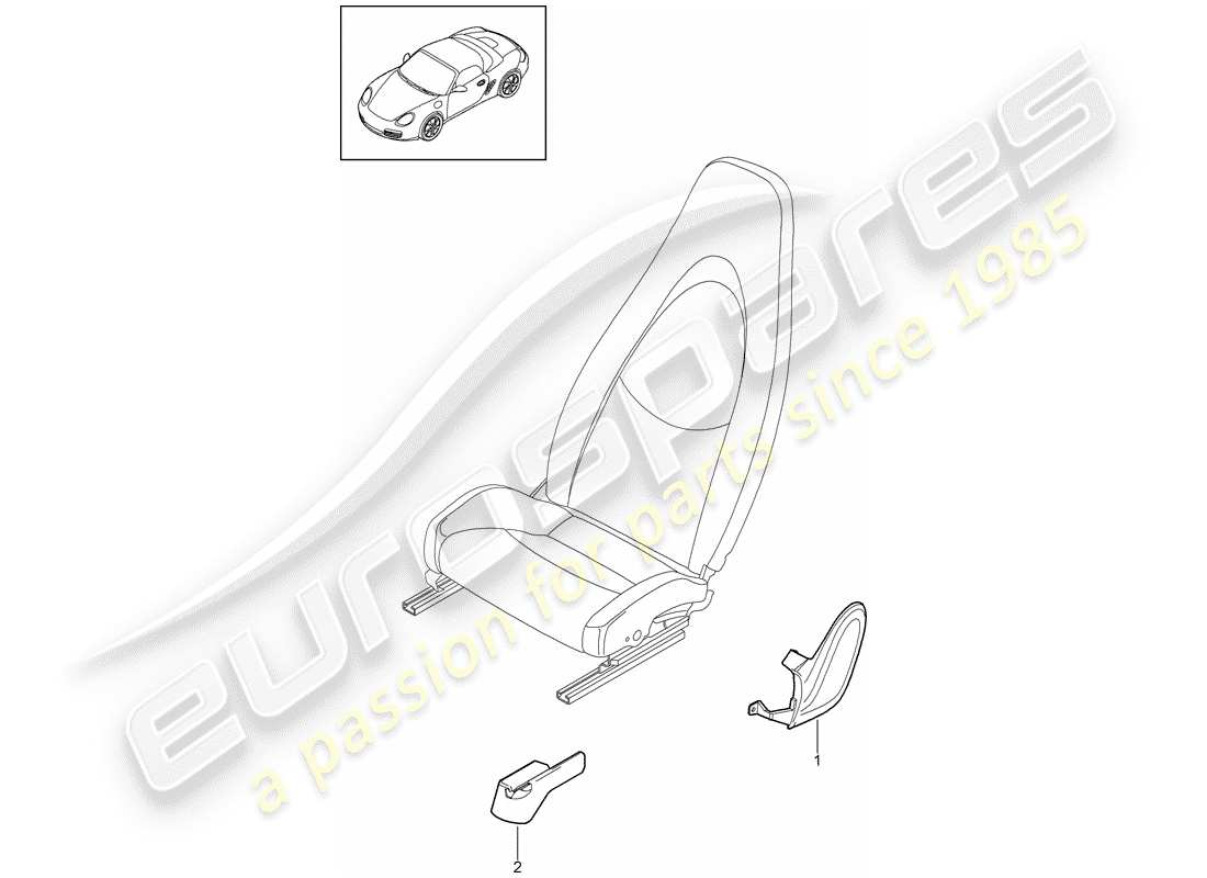 porsche boxster 987 (2009) front seat part diagram