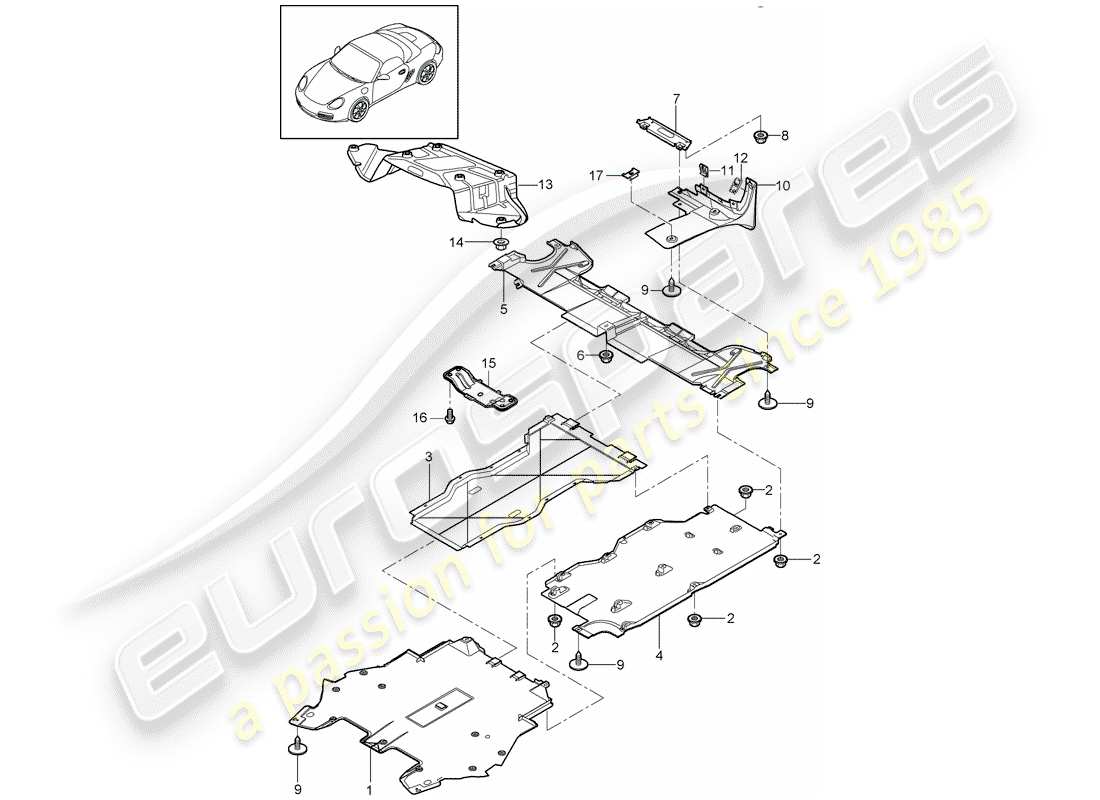 porsche boxster 987 (2009) trims part diagram