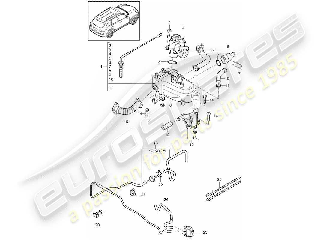 porsche cayenne e2 (2016) exhaust recirculation part diagram