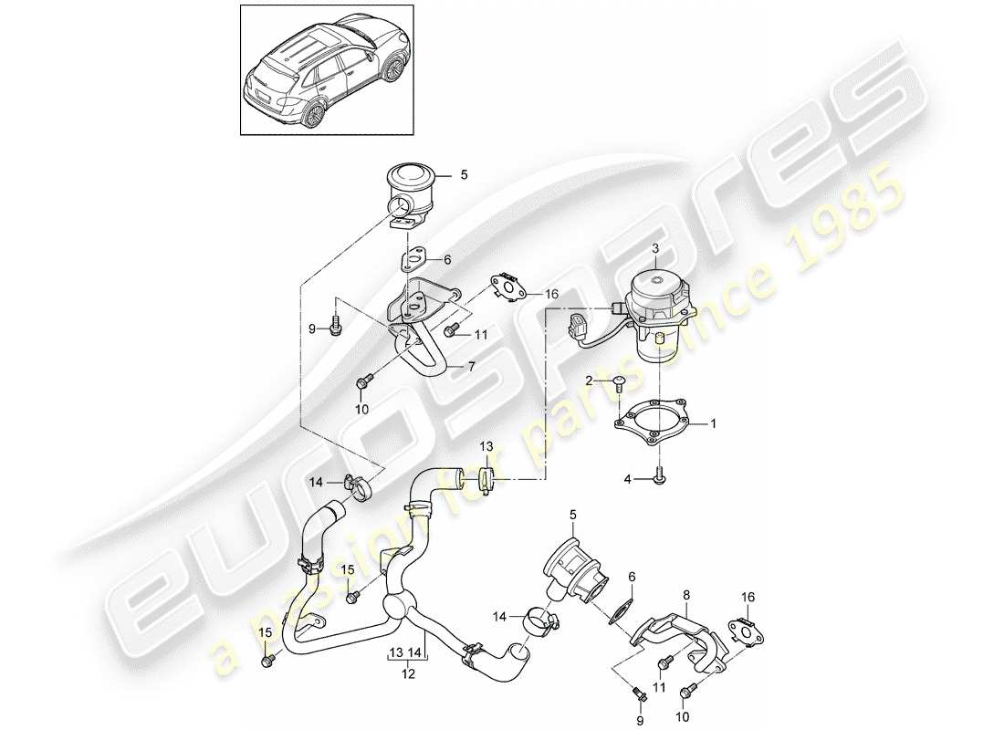 porsche cayenne e2 (2016) secondary air pump part diagram