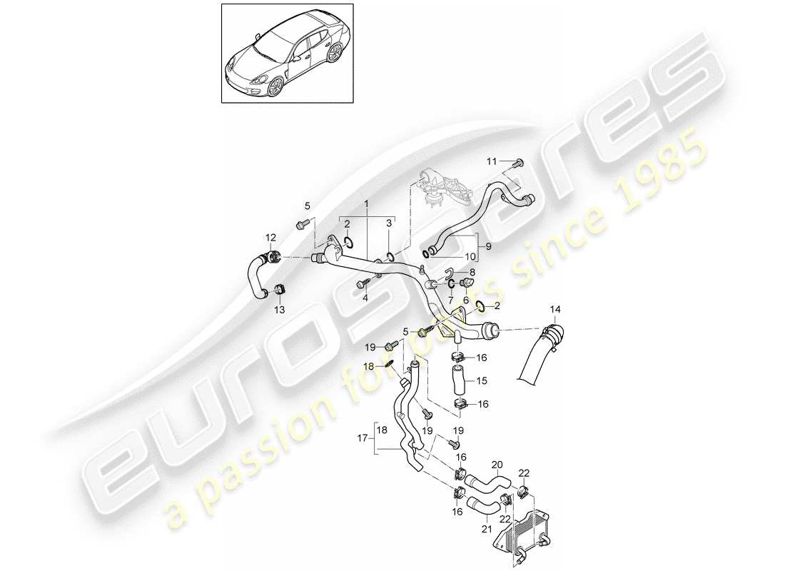 porsche panamera 970 (2016) water cooling part diagram