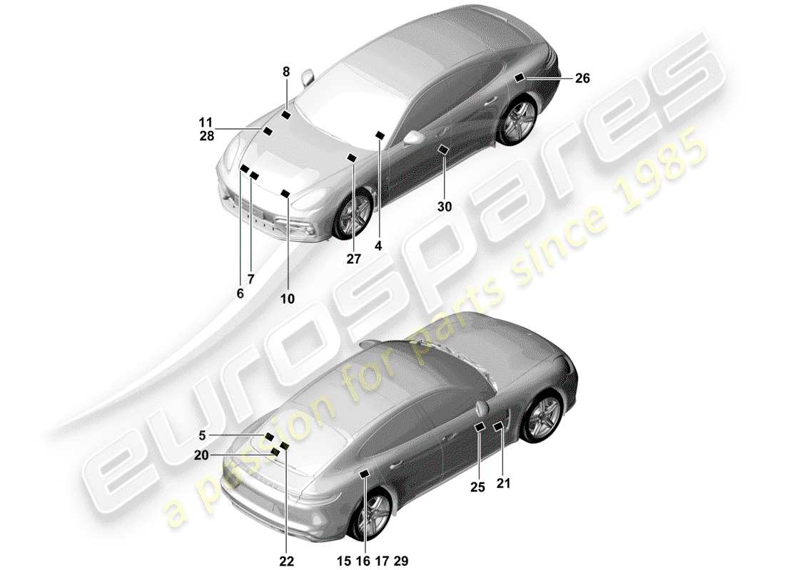 porsche panamera 971 (2020) signs/notices part diagram