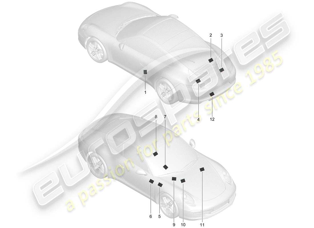 porsche 991 (2016) signs/notices part diagram