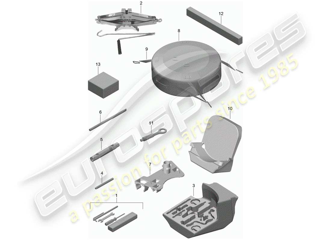 porsche boxster spyder (2016) tool part diagram