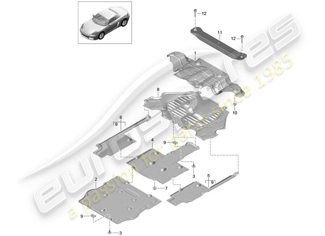 porsche 718 boxster (2020) lining part diagram