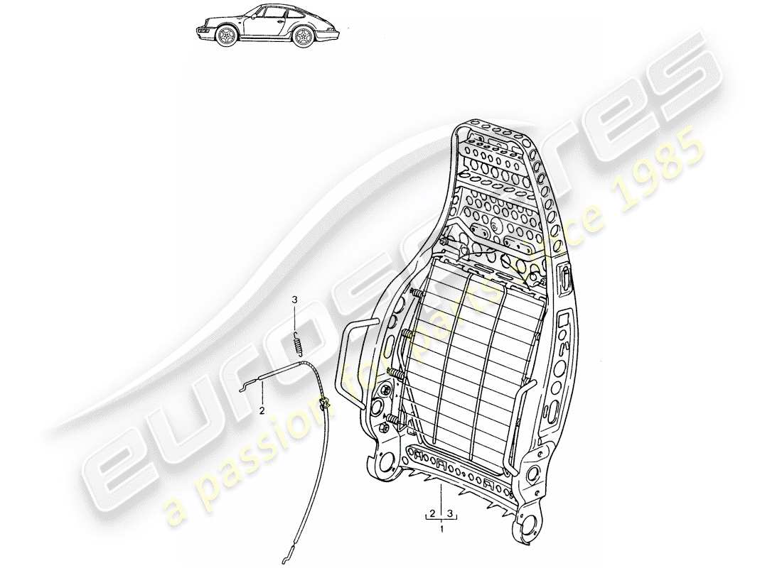 porsche seat 944/968/911/928 (1985) backrest frame - sports seat - d - mj 1989>> - mj 1994 part diagram