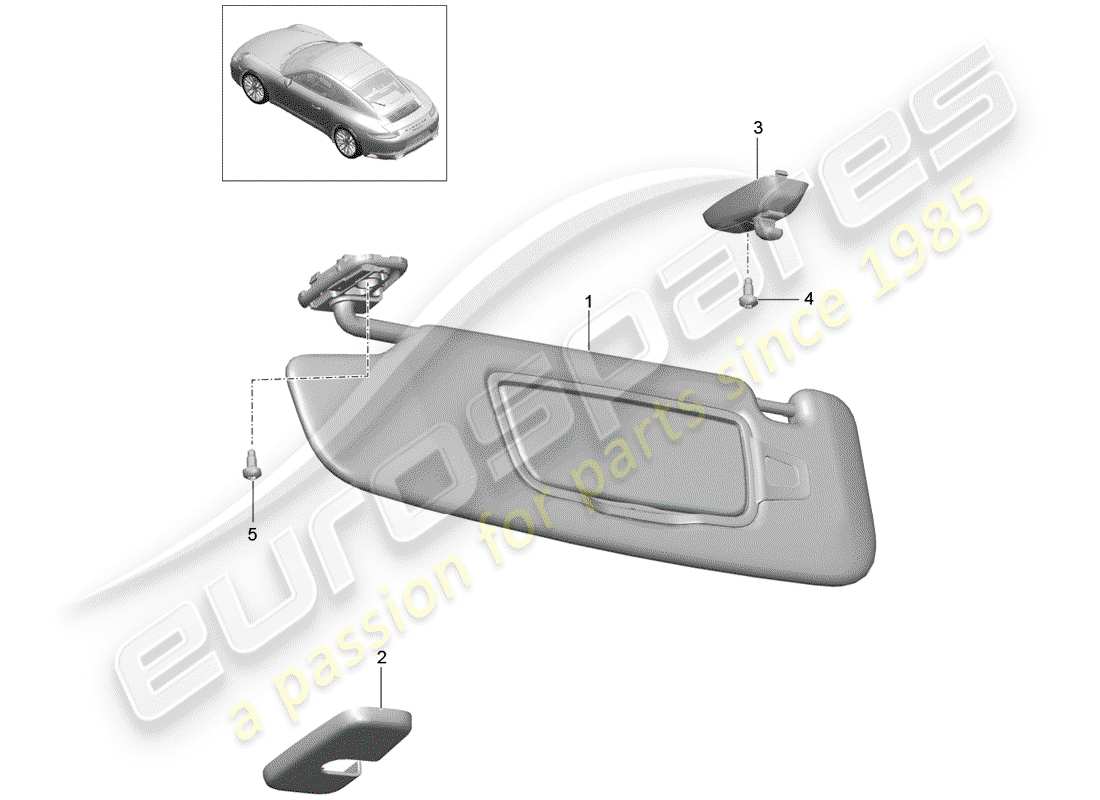 porsche 991 gen. 2 (2017) sun vizors part diagram