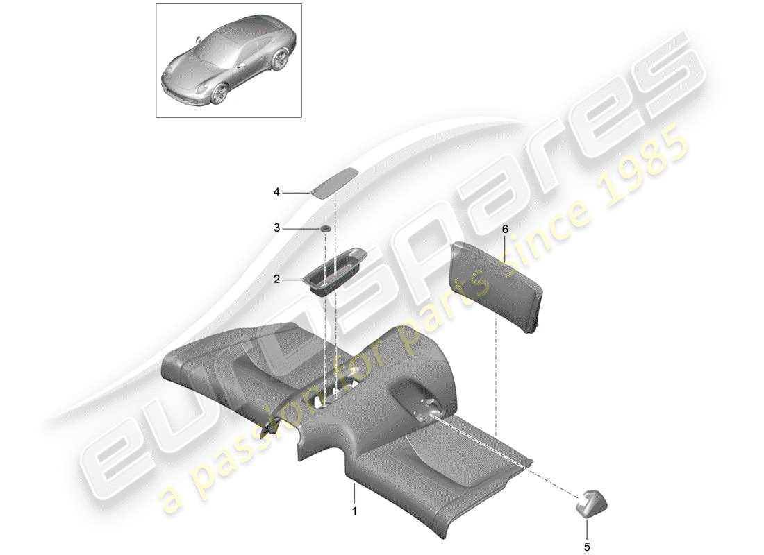 porsche 991 (2013) rear seat part diagram