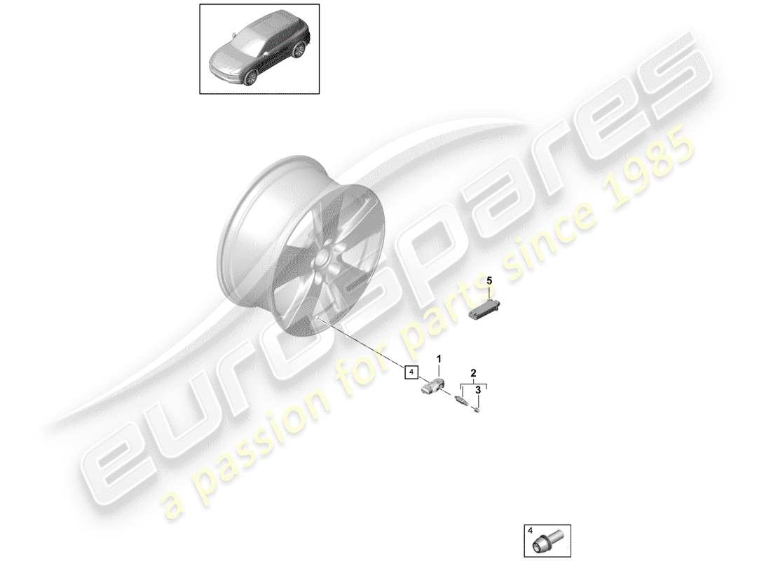 porsche cayenne e3 (2018) tire pressure control system part diagram