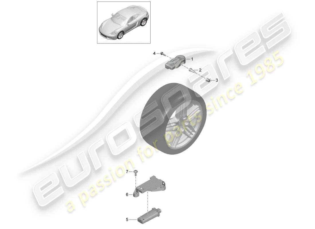 porsche 718 cayman (2019) tire pressure control system part diagram