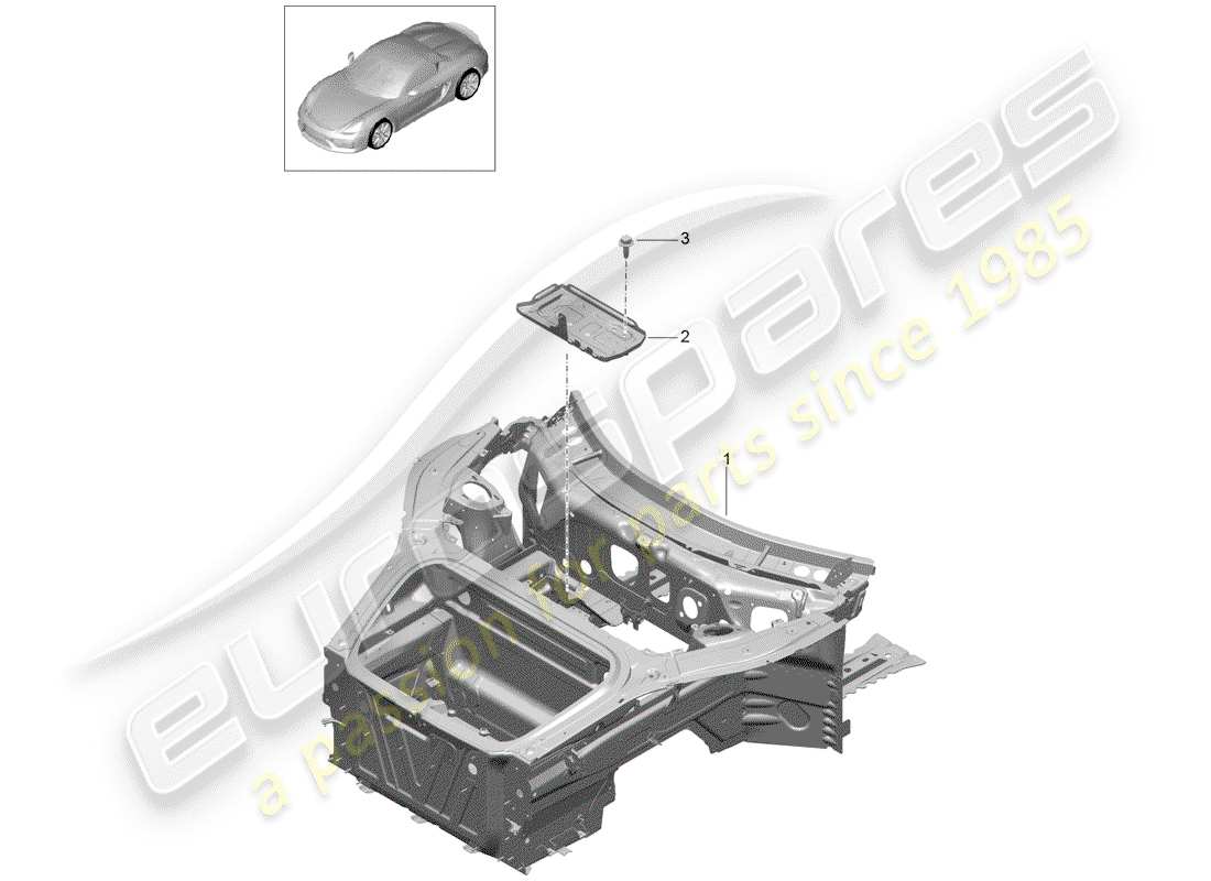 porsche boxster spyder (2016) front end part diagram