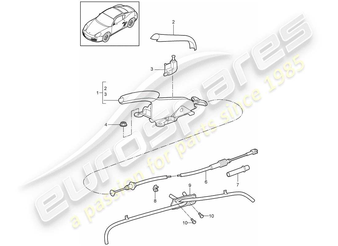 porsche cayman 987 (2009) handbrake part diagram