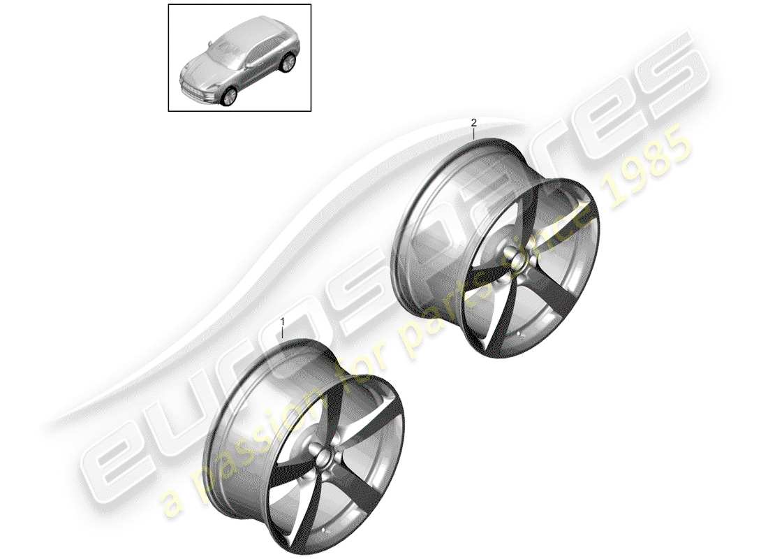 porsche macan (2020) alloy wheel part diagram