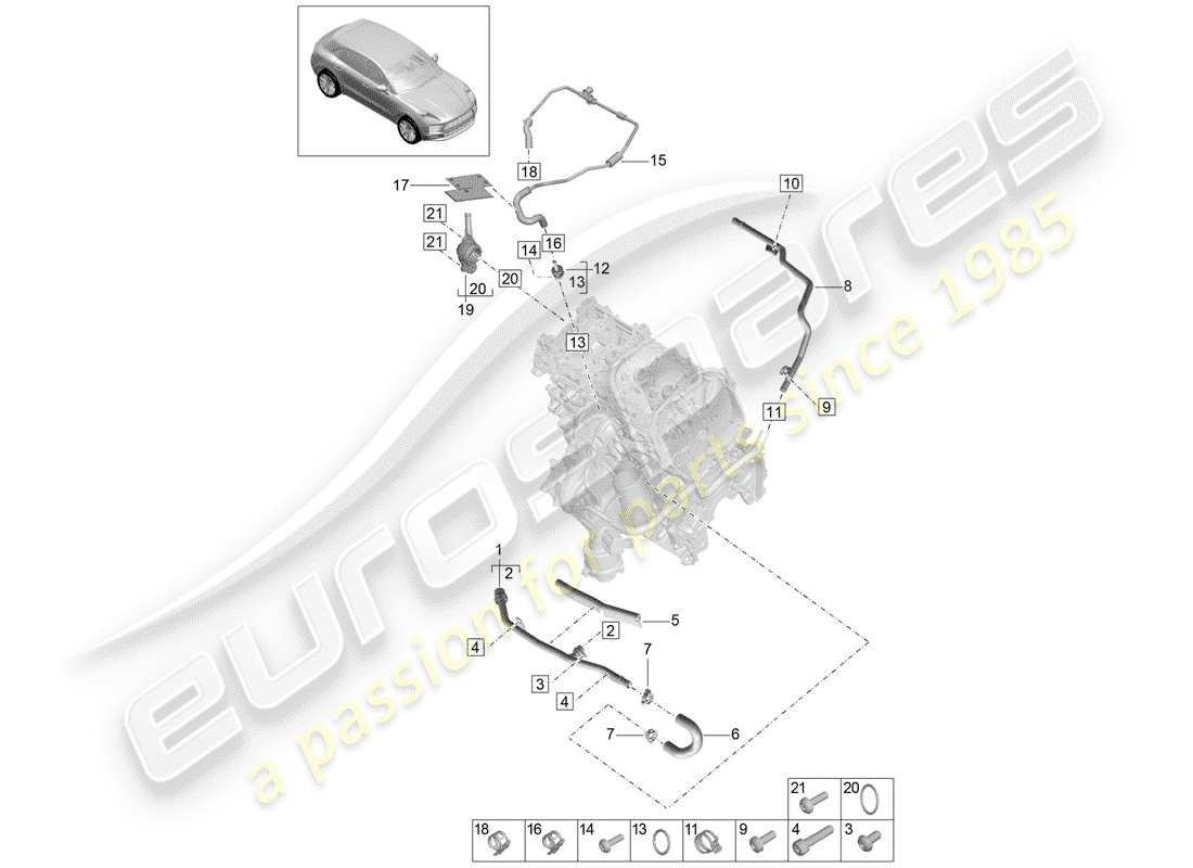 porsche macan (2020) water cooling part diagram