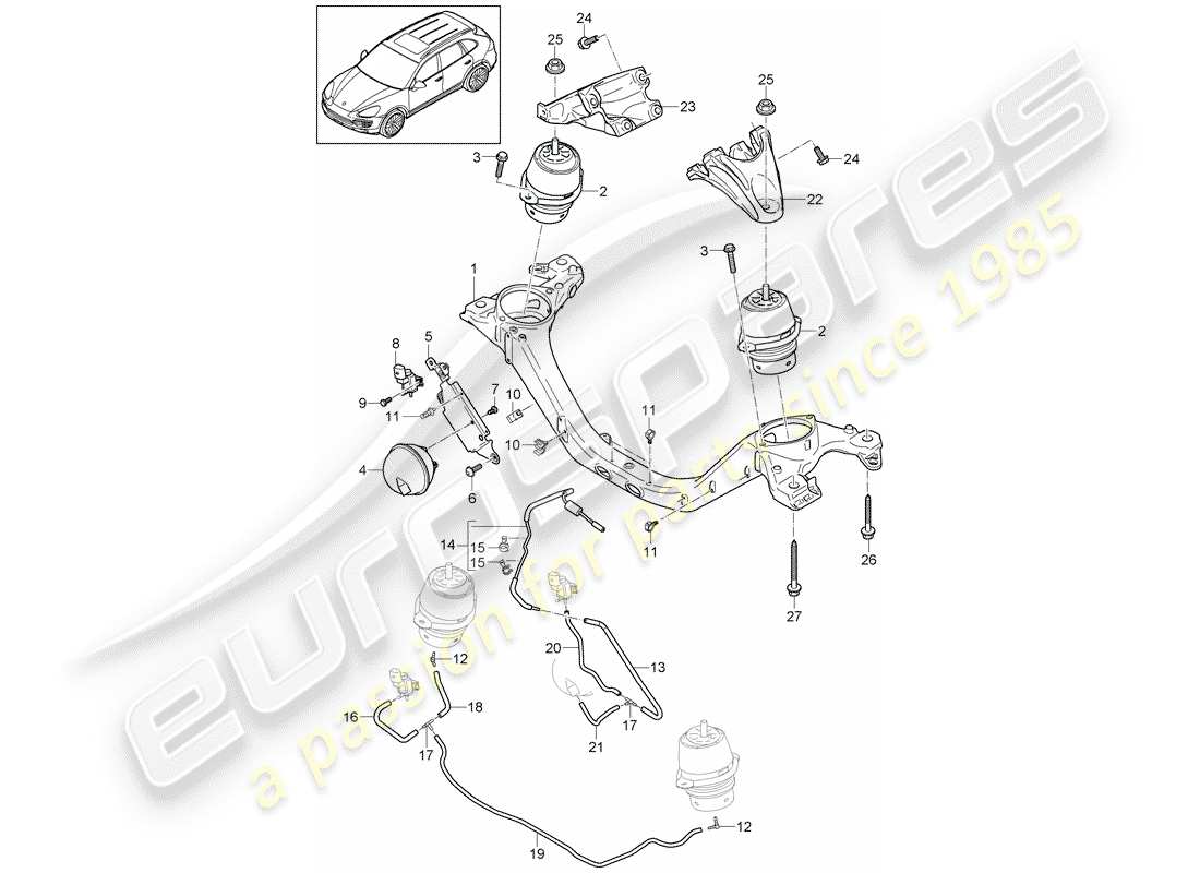 porsche cayenne e2 (2016) engine lifting tackle part diagram