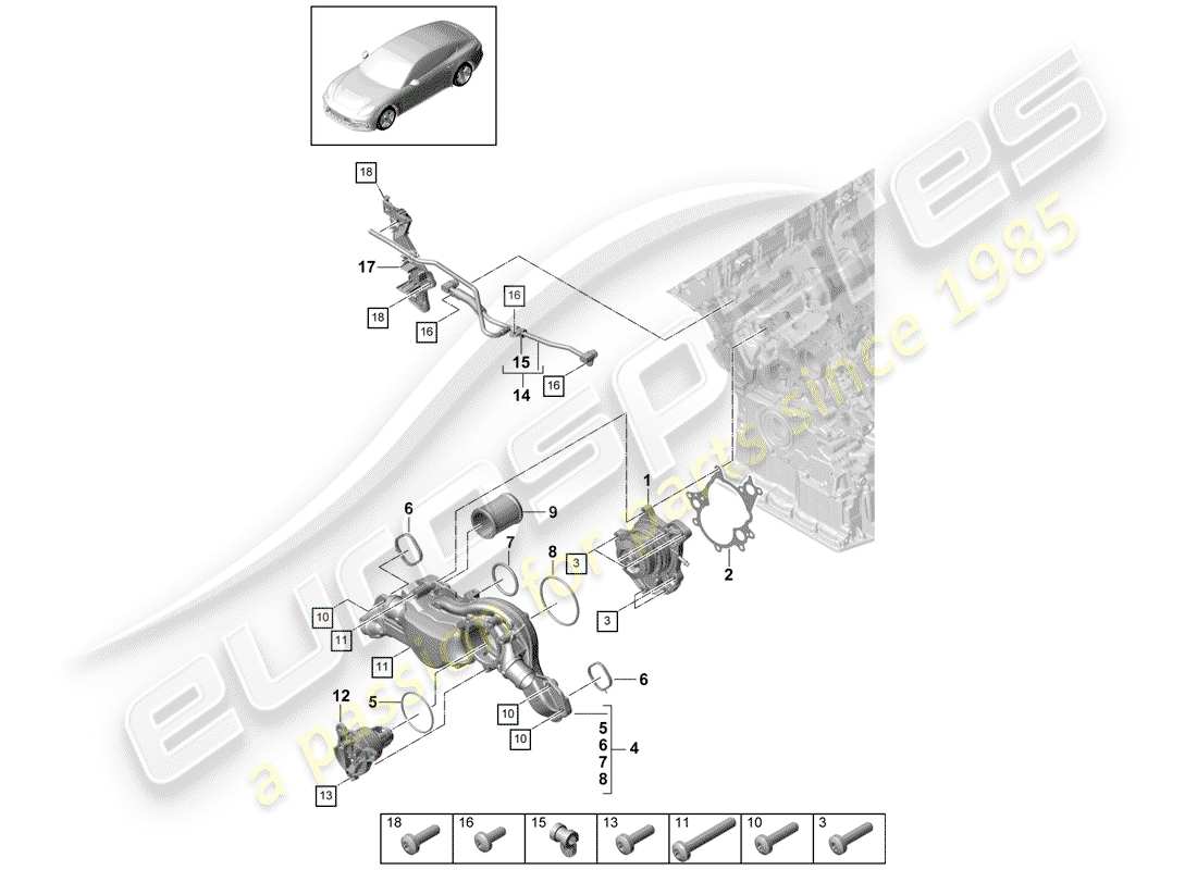 porsche panamera 971 (2017) water pump part diagram