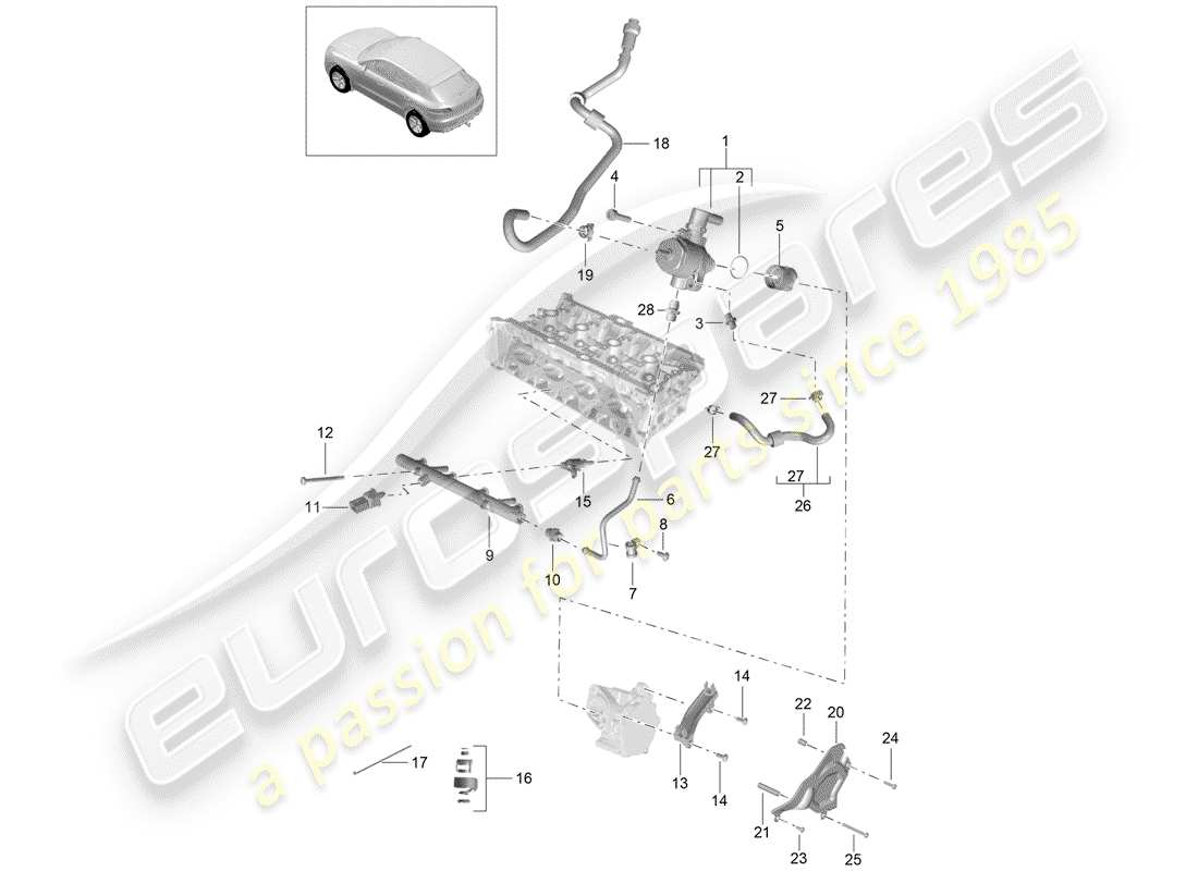 porsche macan (2018) fuel collection pipe part diagram