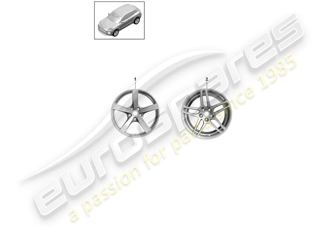 porsche macan (2019) alloy wheel part diagram