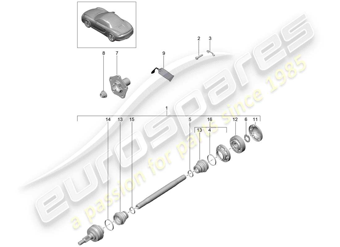 porsche boxster 981 (2016) drive shaft part diagram