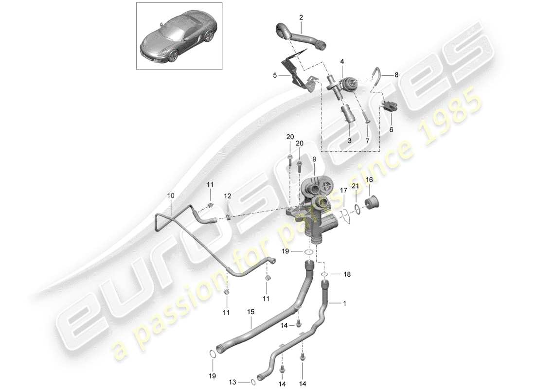 porsche boxster 981 (2016) connection part diagram