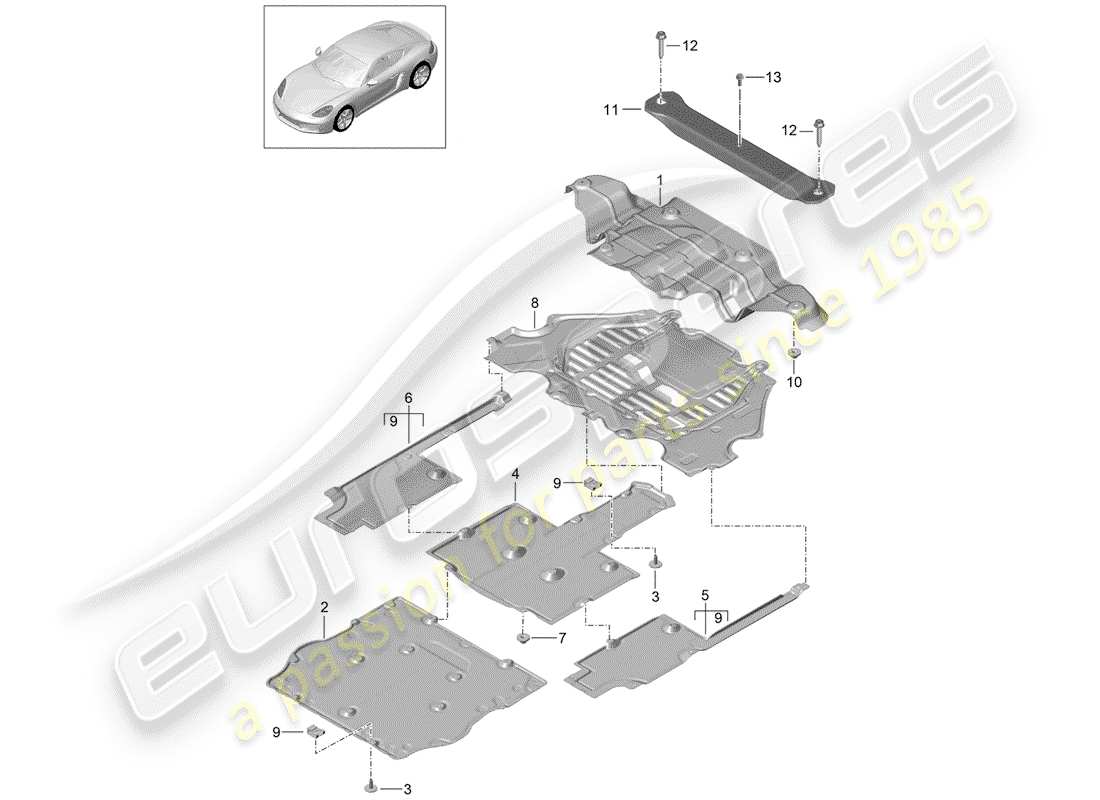 porsche 718 cayman (2020) lining part diagram