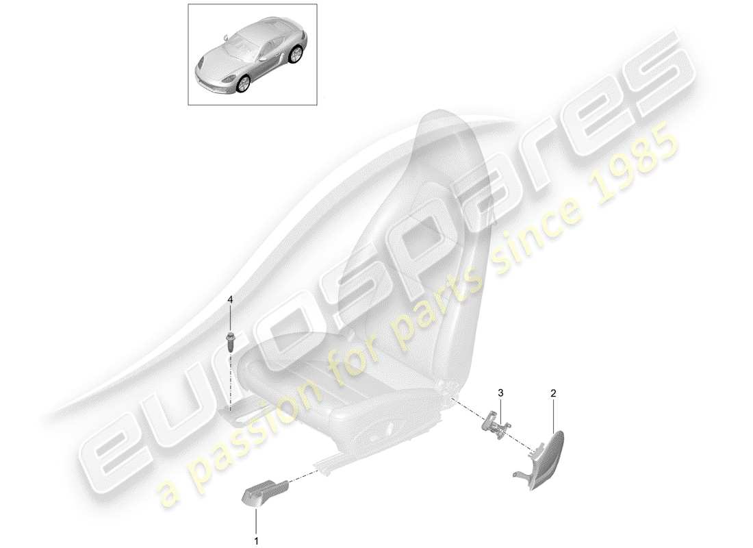 porsche 718 cayman (2020) sports seat part diagram