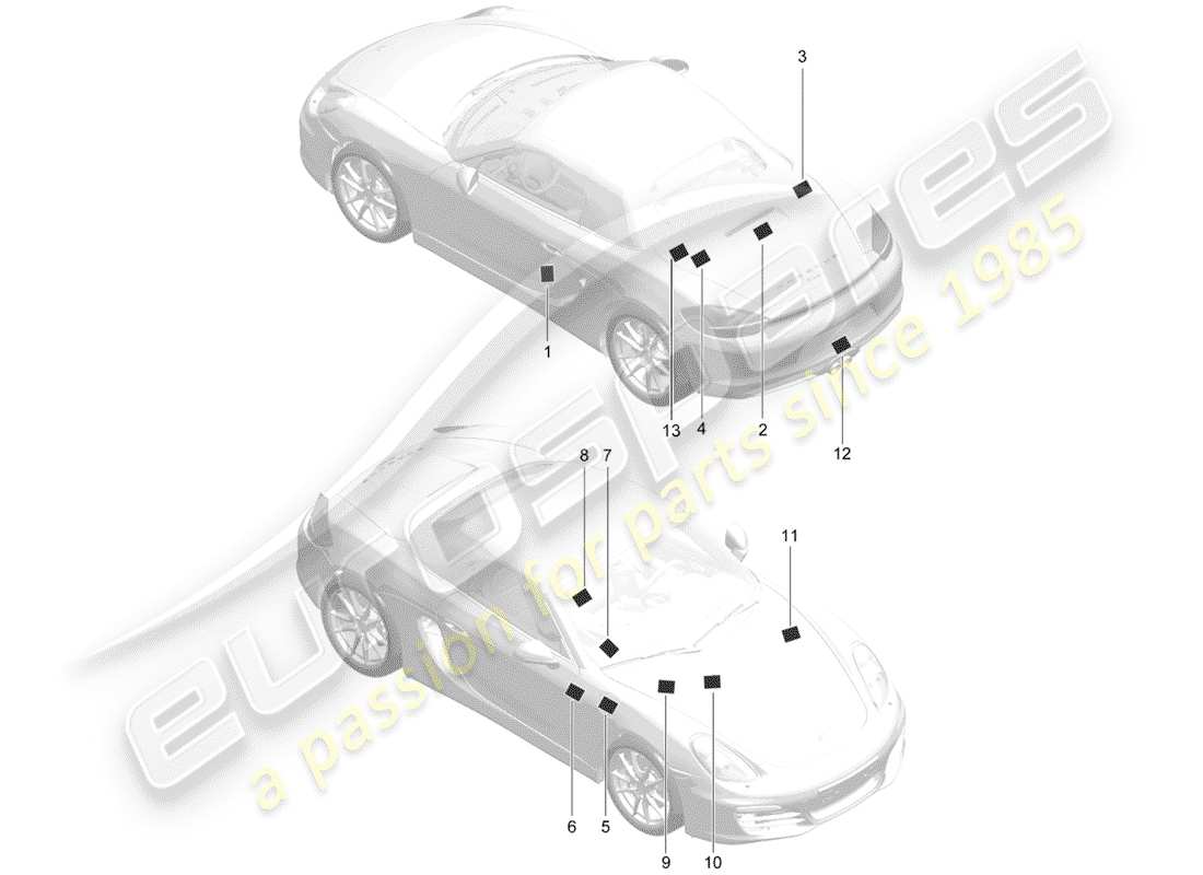 porsche boxster 981 (2016) signs/notices part diagram