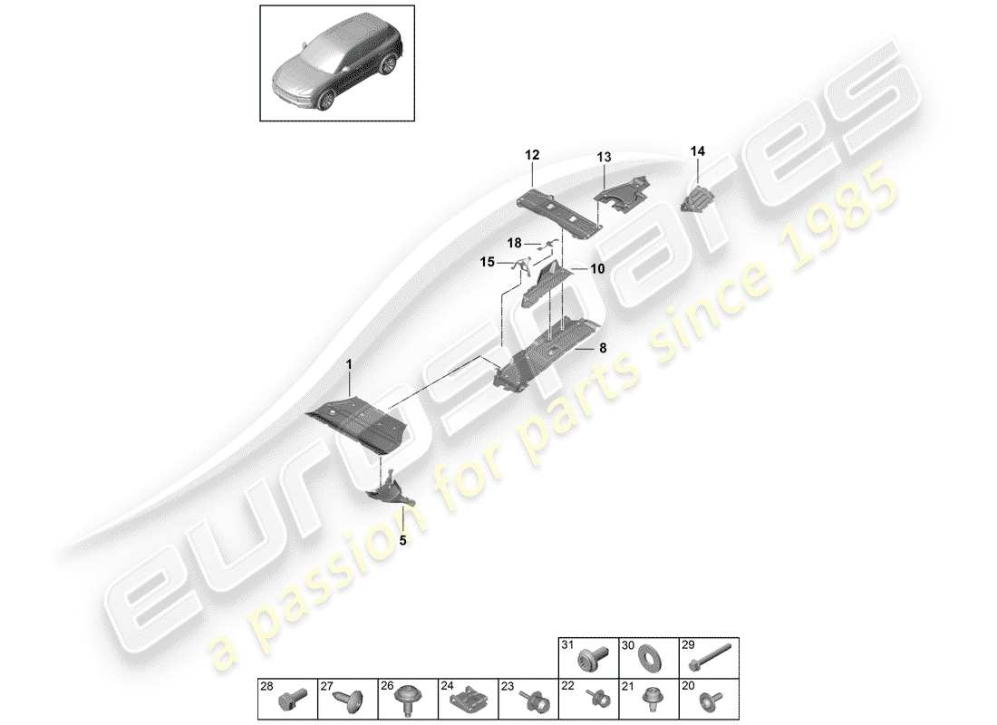 porsche cayenne e3 (2020) lining part diagram