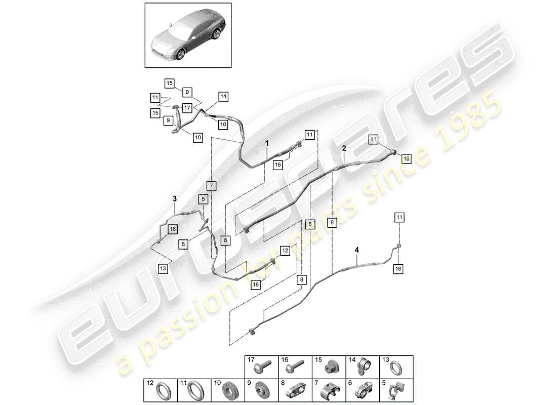 porsche panamera 971 (2017) refrigerant circuit part diagram