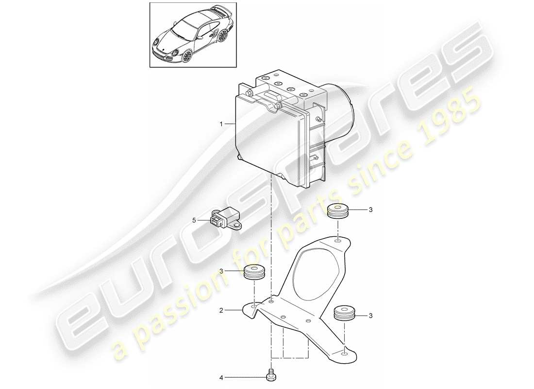 porsche 911 t/gt2rs (2011) hydraulic unit part diagram