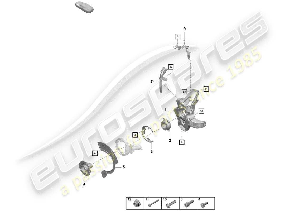 porsche boxster spyder (2019) wheel carrier part diagram