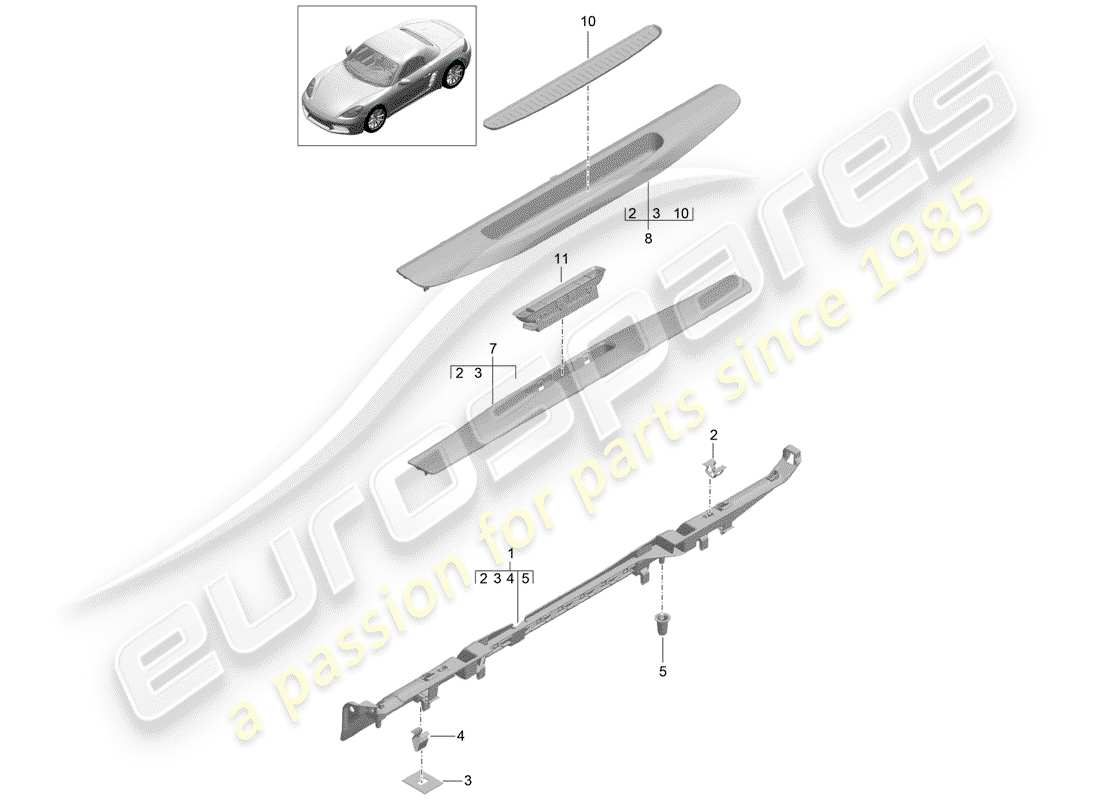 porsche 718 boxster (2020) lining part diagram