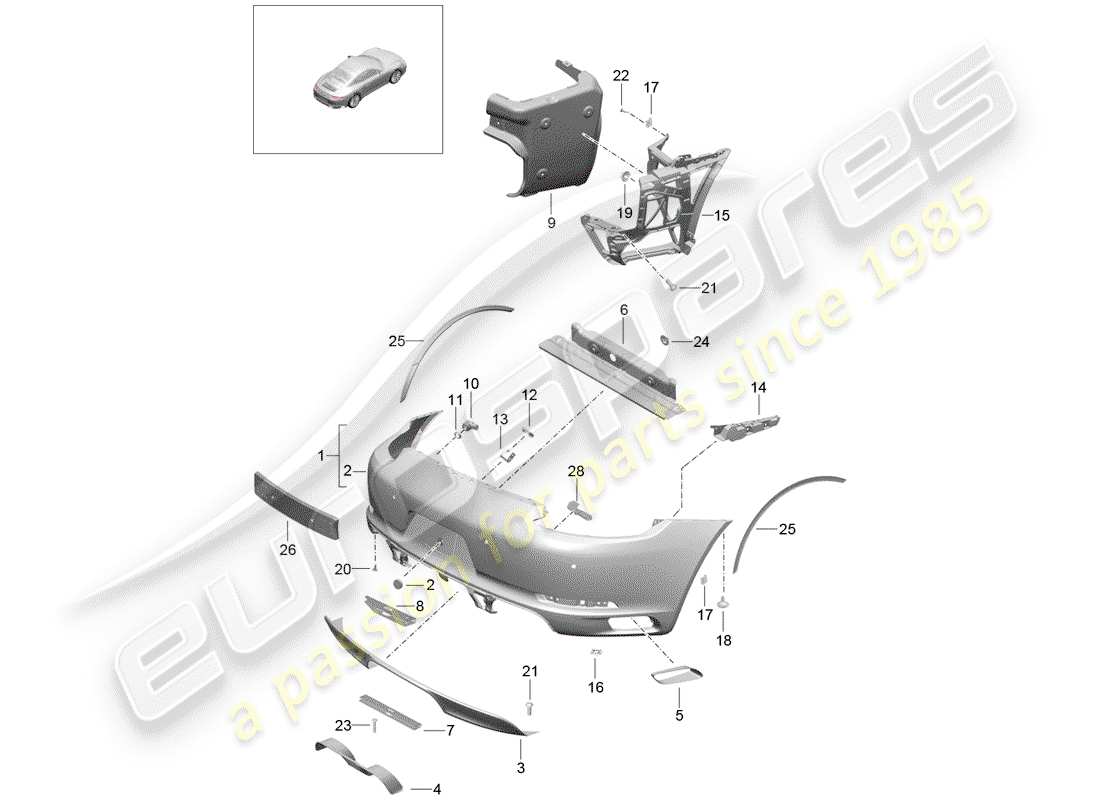 porsche 991 gen. 2 (2020) bumper part diagram