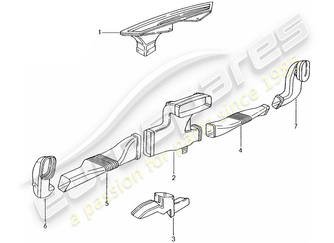 porsche boxster 986 (2004) heater - air duct part diagram