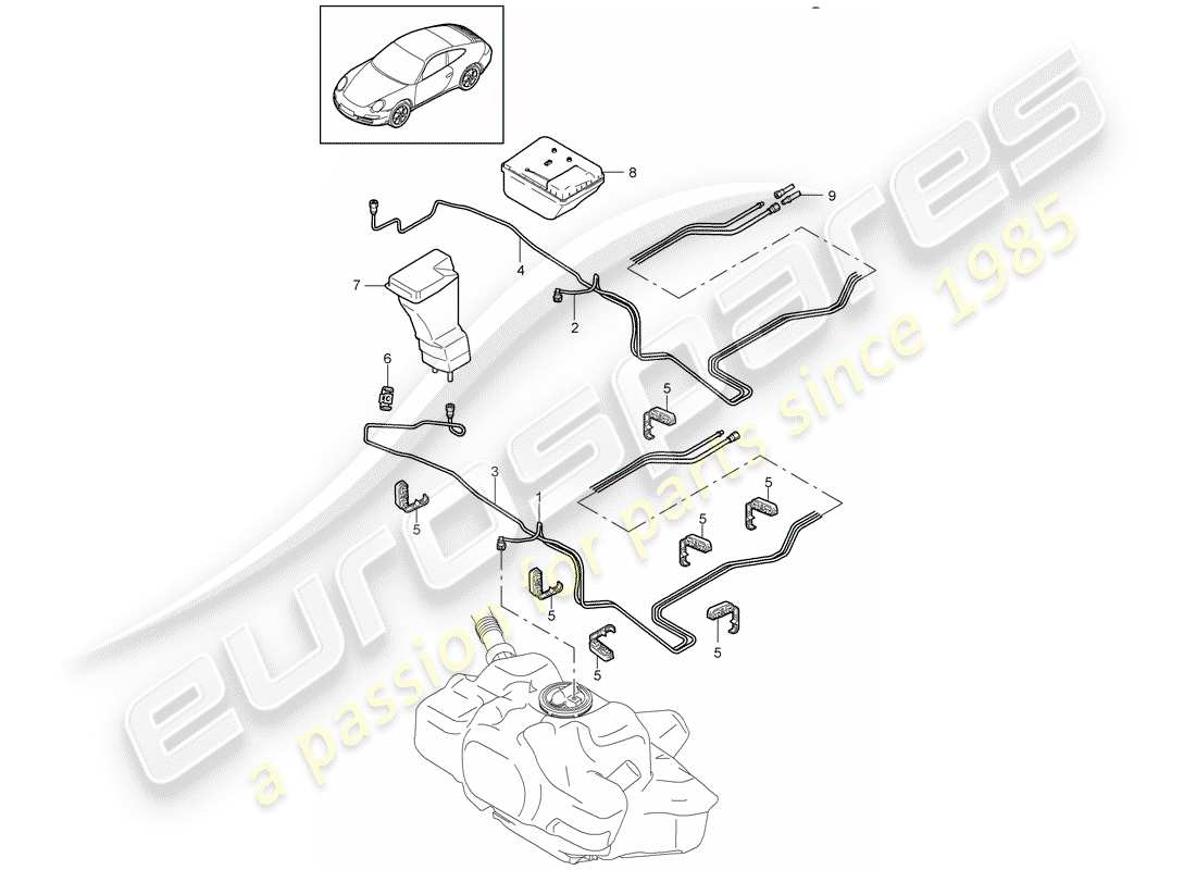 porsche 997 gen. 2 (2012) fuel system part diagram