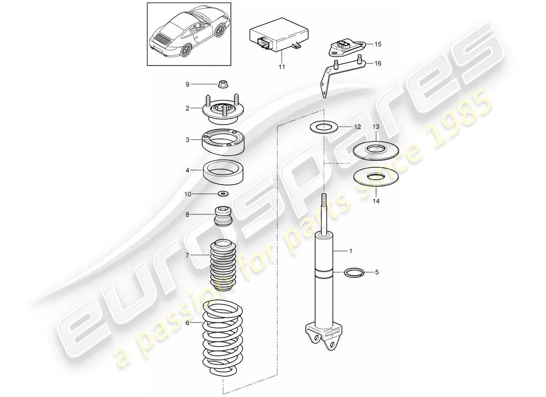 porsche 997 gen. 2 (2012) shock absorber part diagram